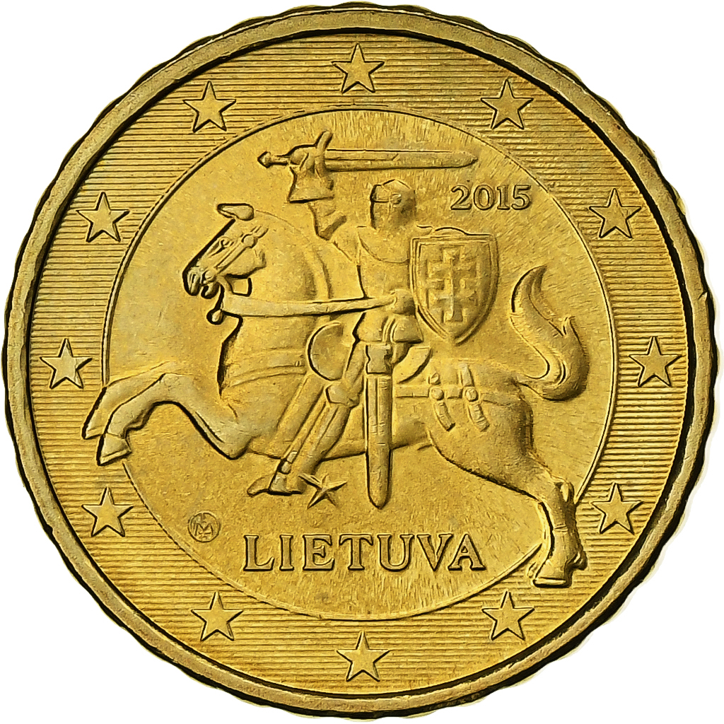 Lithuania, 10 Centimes, 2015, Vilnius, Nordic gold, UNZ