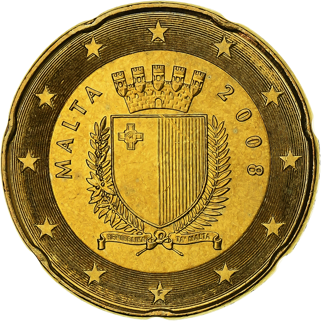 Malta, 20 Centimes, 2008, Nordic gold, 