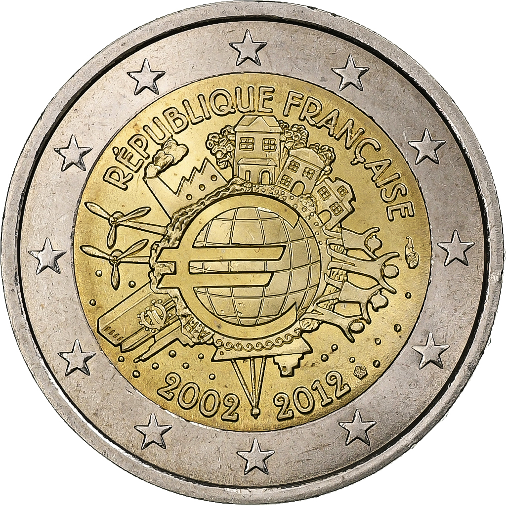 France, 2 Euro, 10 ans de l'euro, 2012, Pessac, Bimétallique, SPL