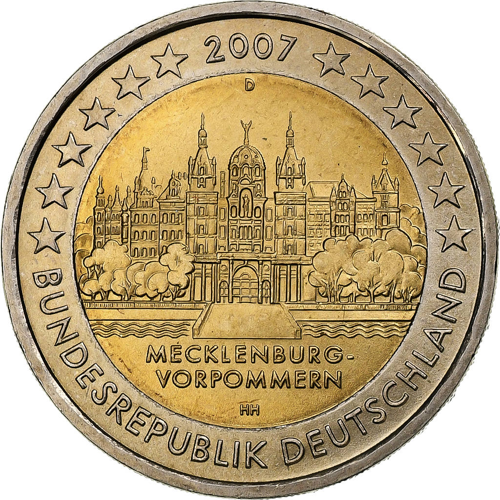 Allemagne, 2 Euro, Mecklenburg-Vorpommern, 2007, Munich, Bimétallique, SUP+