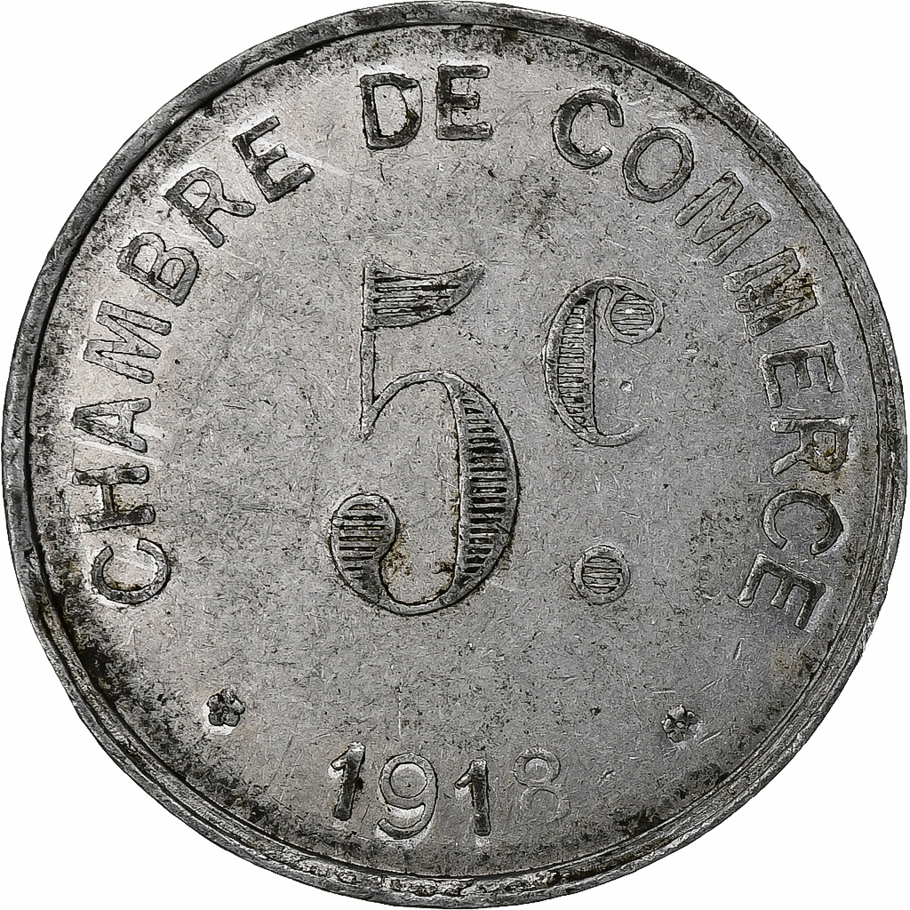 France, Chambre de commerce de Rouen, 5 Centimes, 1918, , Aluminium