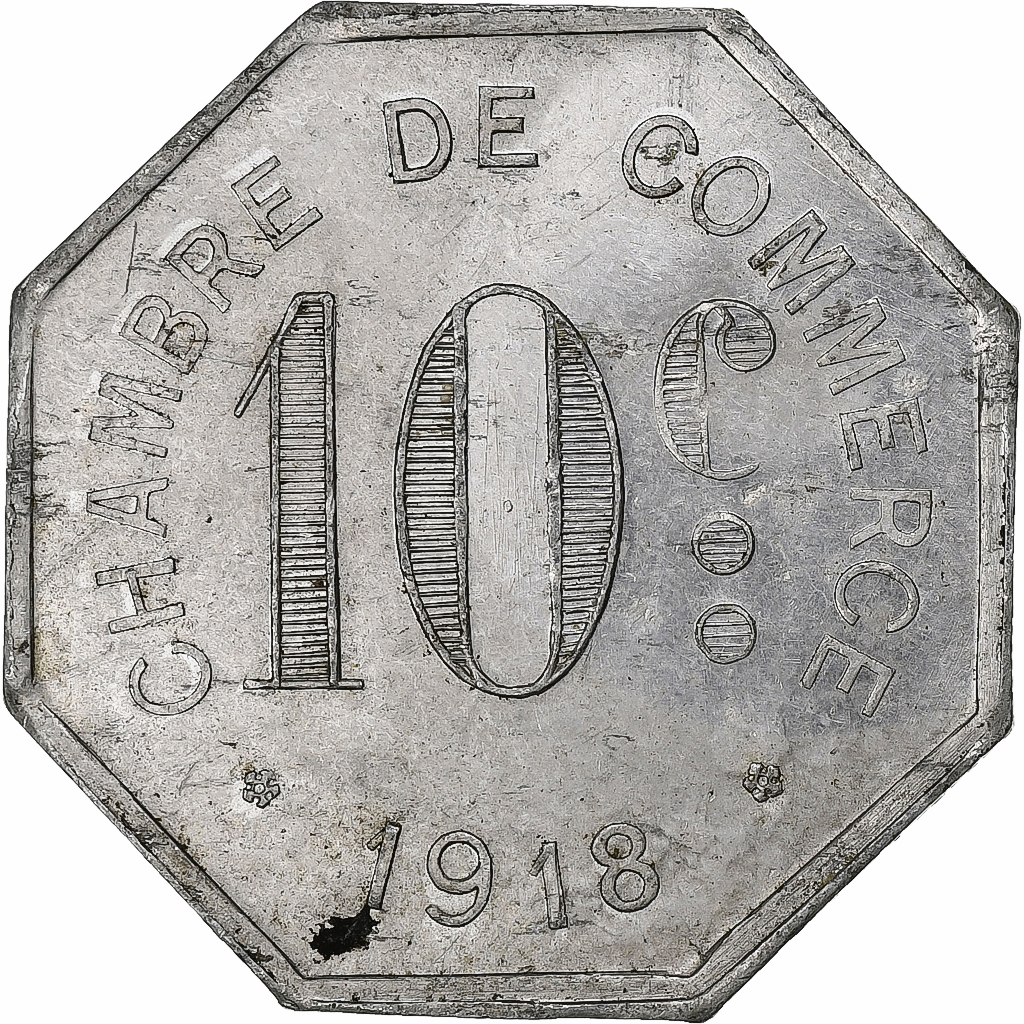 France, Chambre de commerce de Rouen, 10 Centimes, 1918, , Aluminium
