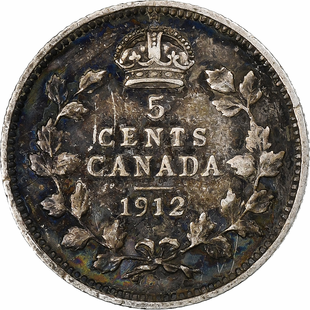 Canada, George V, 5 Cents, 1912, Ottawa, Silver, 