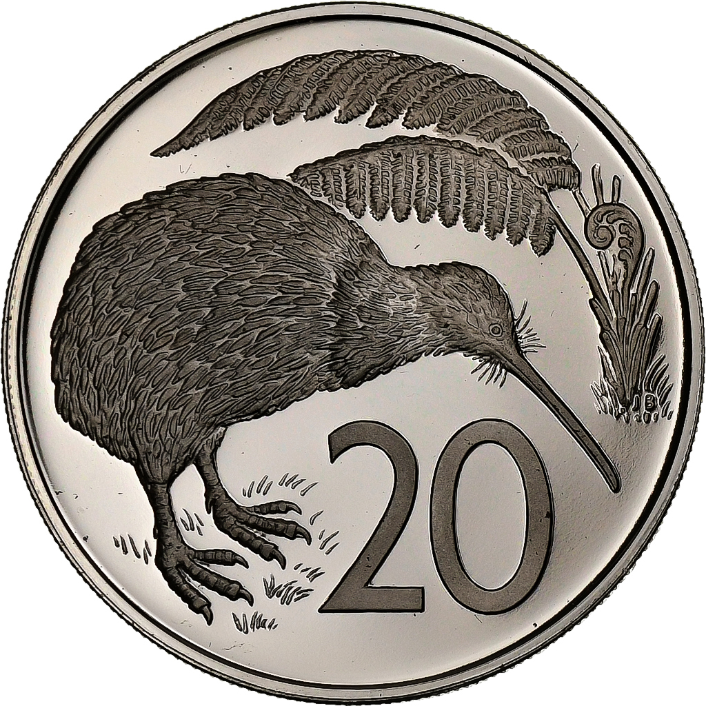 New Zealand, Elizabeth II, 20 Cents, 1972, Copper-nickel