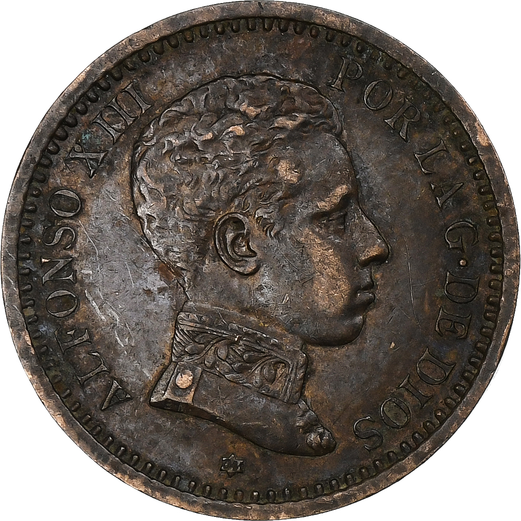 Spain, Alfonso XIII, 2 Centimos, 1904, Madrid, Bronze, 