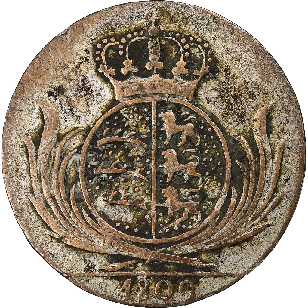 Kingdom of Württemberg, Friedrich I, 6 Kreuzer, 1809, Billon, 
