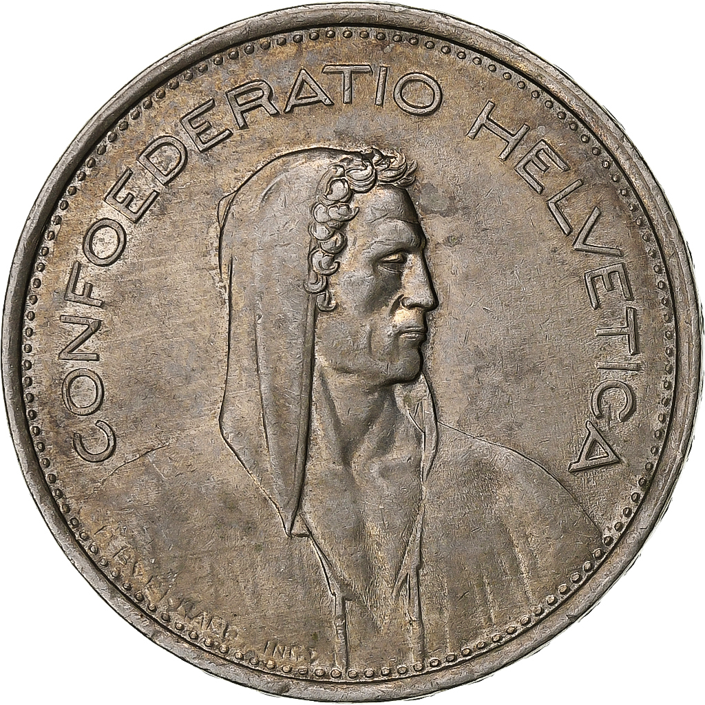 Switzerland, 5 Francs, Herdsman, 1968, Bern, Copper-nickel, 