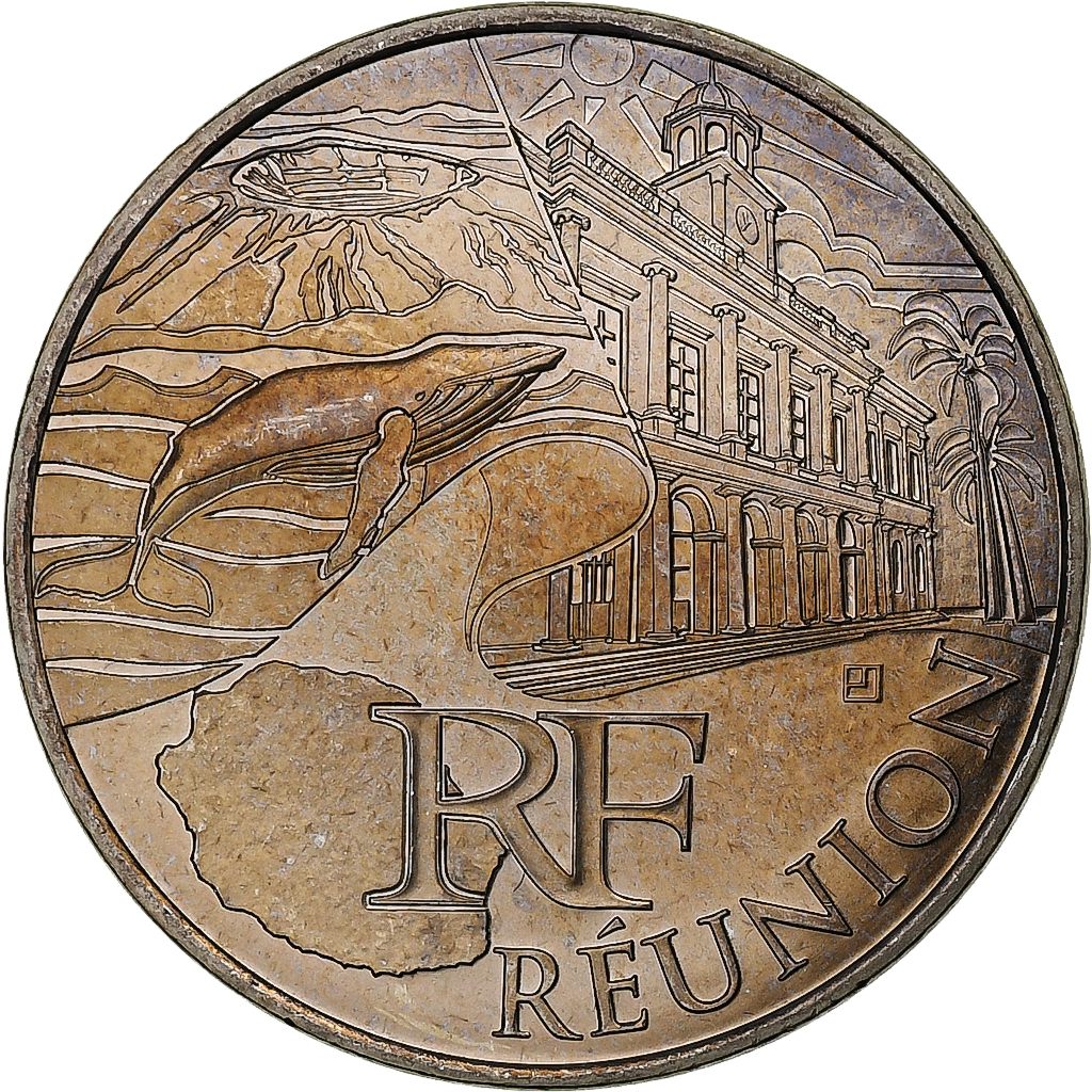 France, 10 Euro, Réunion, 2011, Pessac, Silver, MS(60-62)
