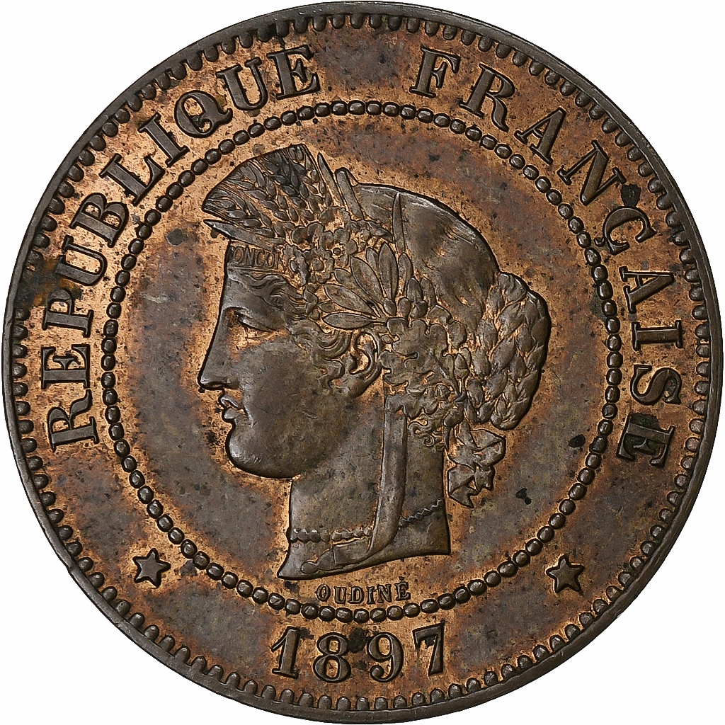 France, 5 Centimes, Cérès, 1897, Paris, Bronze, 