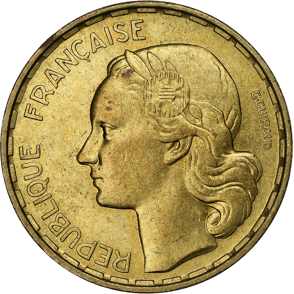 France, 50 Francs, Guiraud, 1951, Paris, Cupro-Aluminium, 