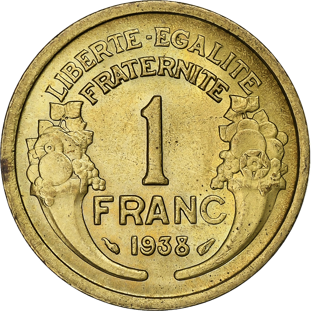 France, Franc, Morlon, 1938, Paris, Cupro-Aluminium, 