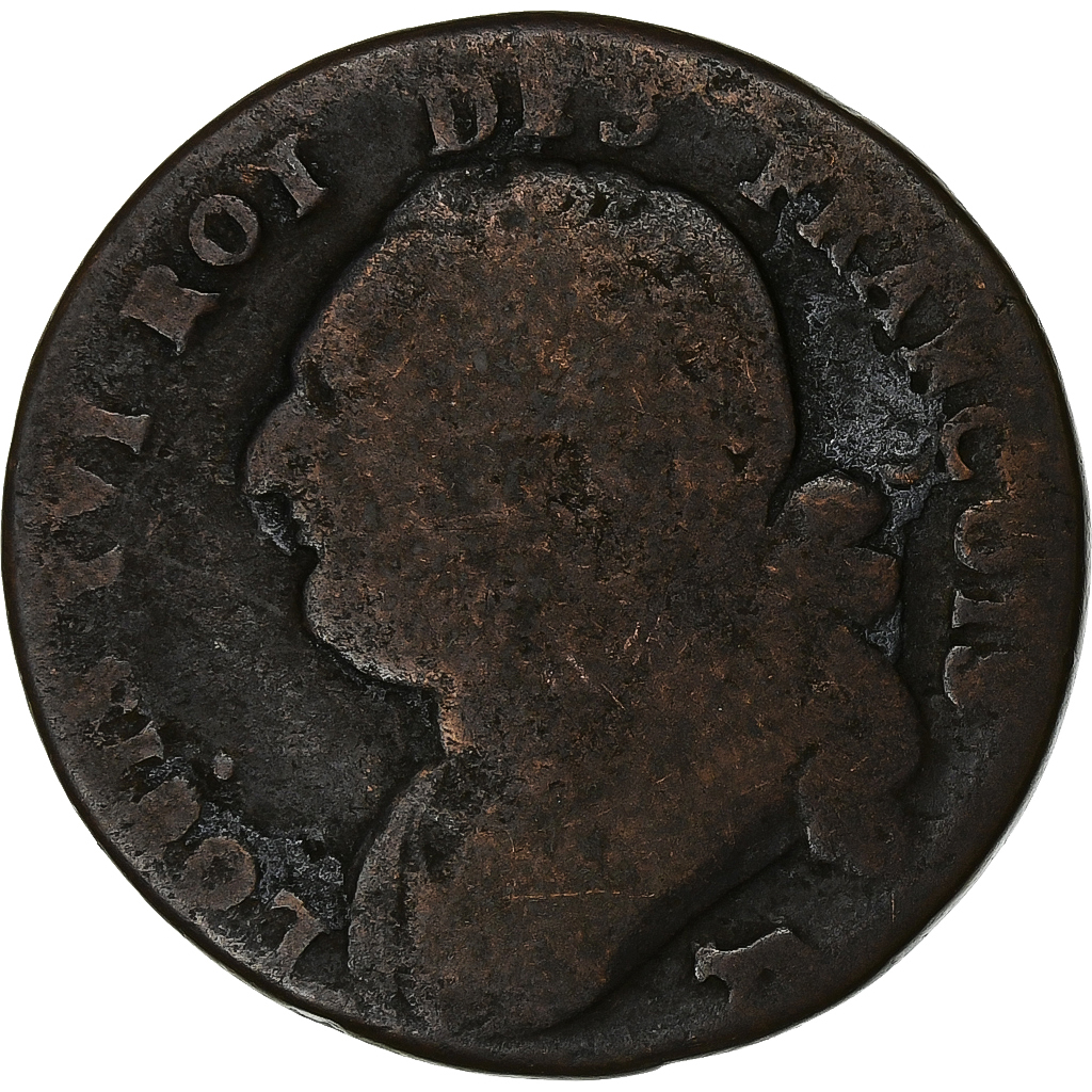 France, Louis XVI, 12 Deniers, 1793, Pau, Copper, , Gadoury:15