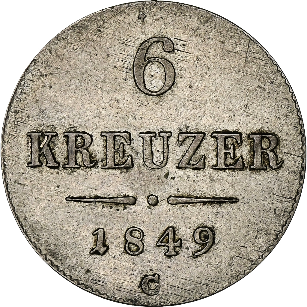 Austria, Francis Joseph I, 6 Kreuzer, 1849-1851, Vienna, Billon, 