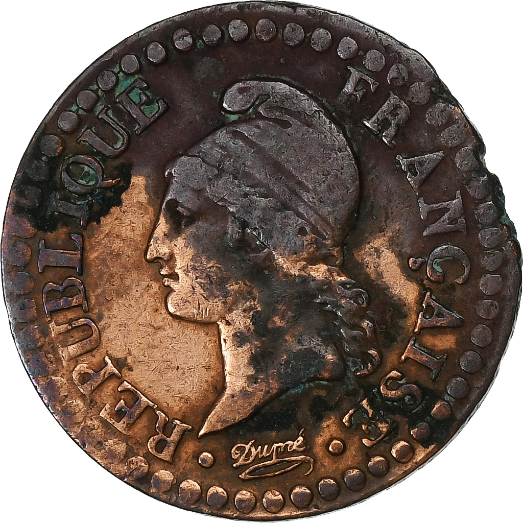 France, Centime, Dupré, AN 6, Paris, Copper, 