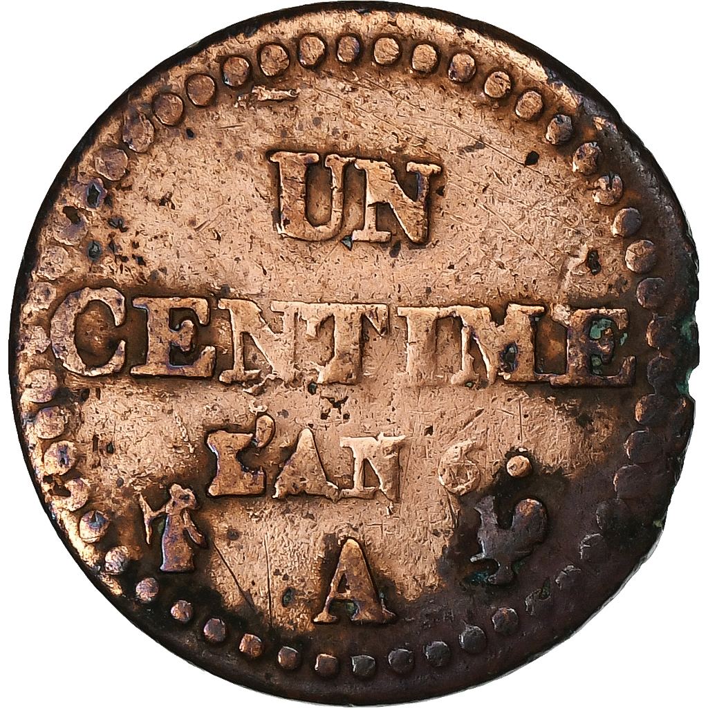 France, Centime, Dupré, AN 6, Paris, Copper, 