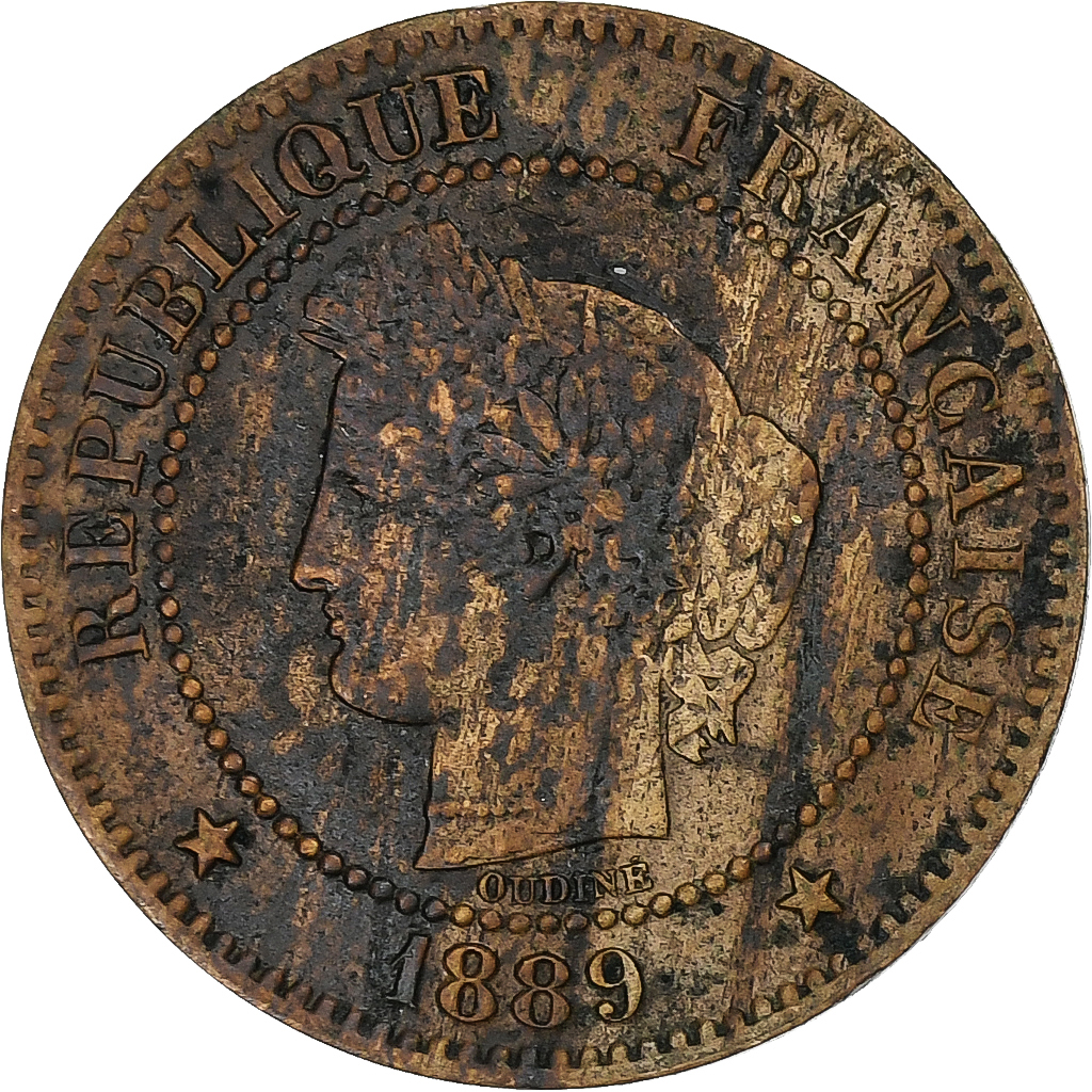 France, 2 Centimes, Cérès, 1889, Paris, Bronze, , Gadoury:105