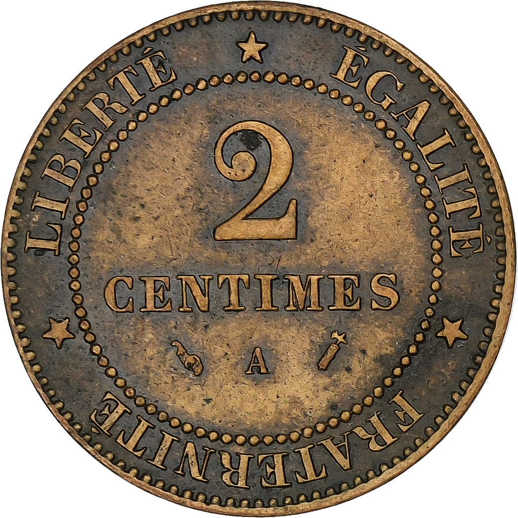 France, 2 Centimes, Cérès, 1892, Paris, Bronze, , Gadoury:105