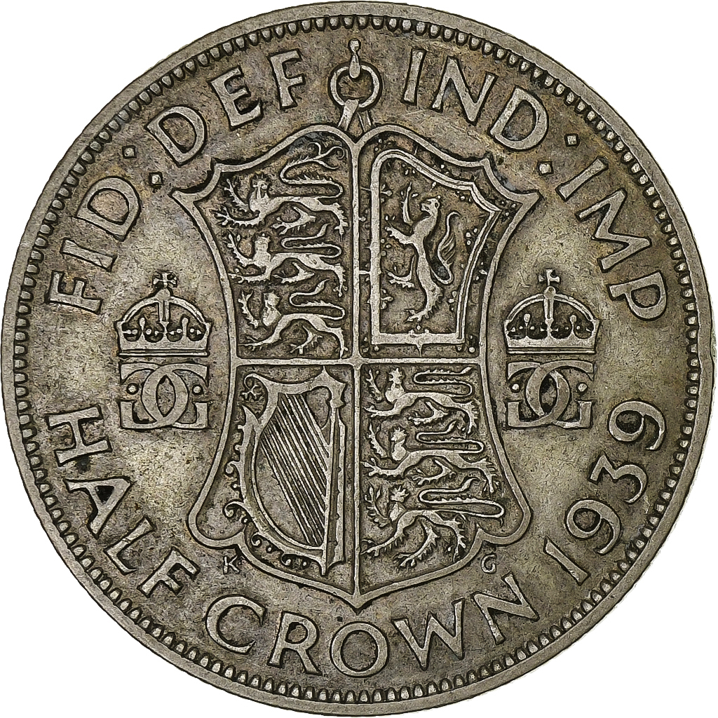 Great Britain, George VI, Half crown, 1939, London, Silver, 