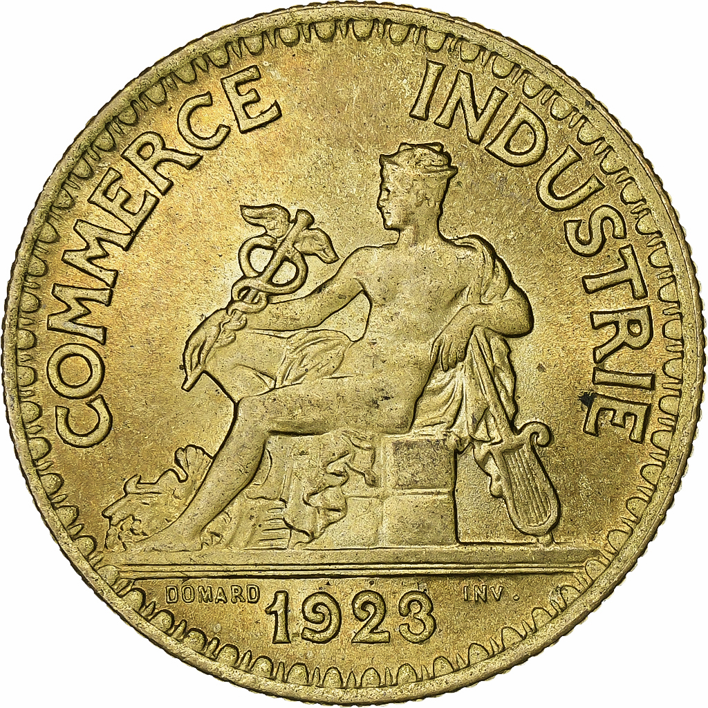 France, 2 Francs, Chambre de commerce, 1923, Paris, Cupro-Aluminium, 