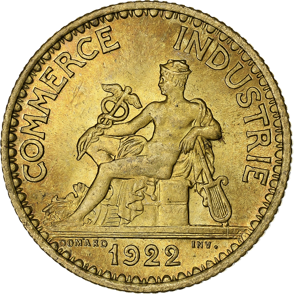 France, Franc, Chambre de commerce, 1922, Paris, Cupro-Aluminium, 