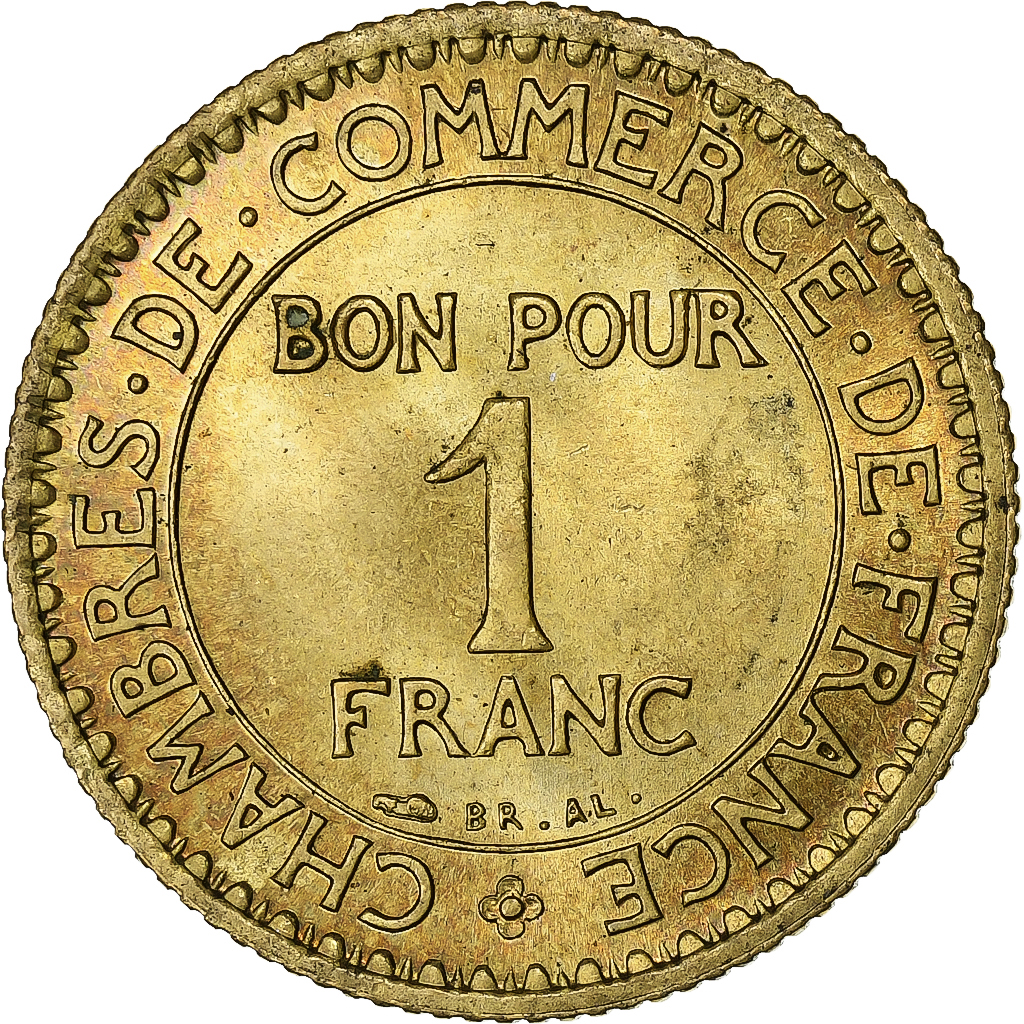 France, Franc, Chambre de commerce, 1922, Paris, Cupro-Aluminium, 