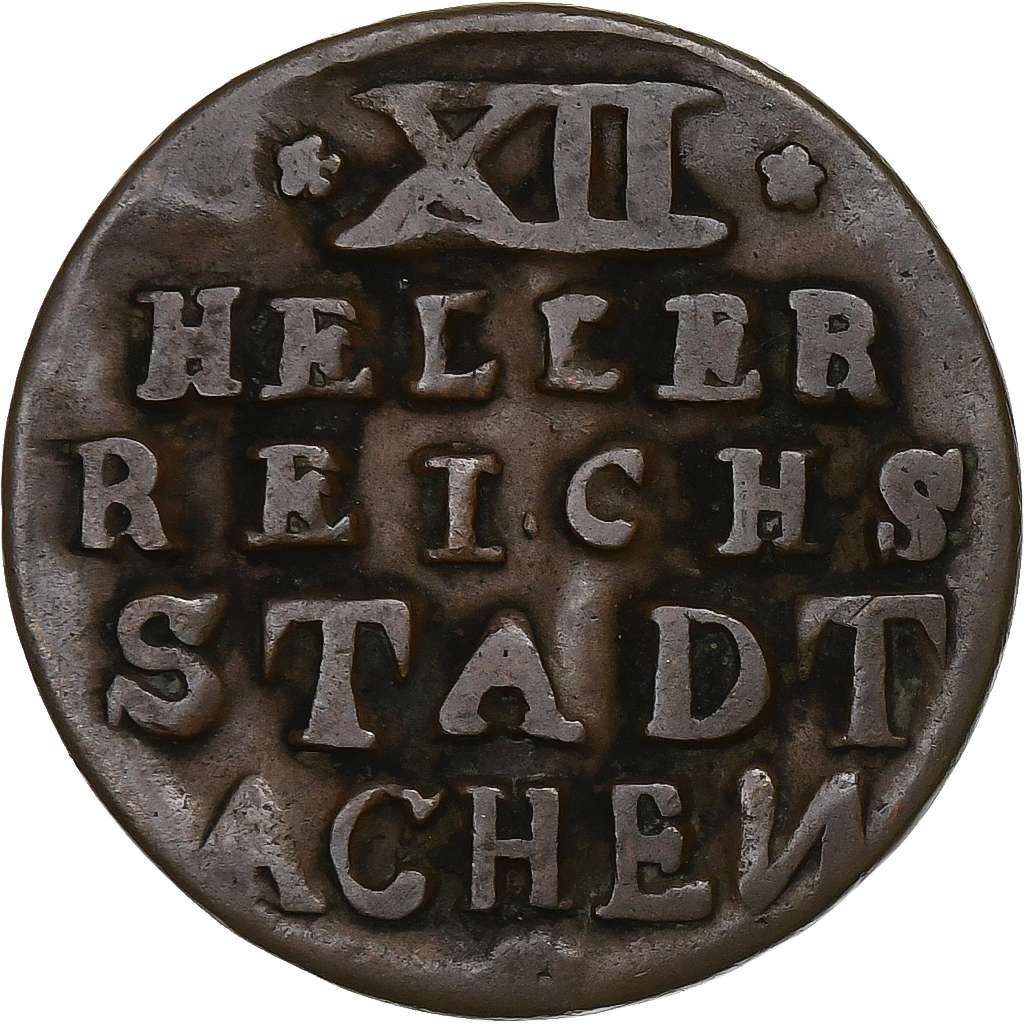 German States, City of Aachen, 12 Heller, 1794, Bronze, VF