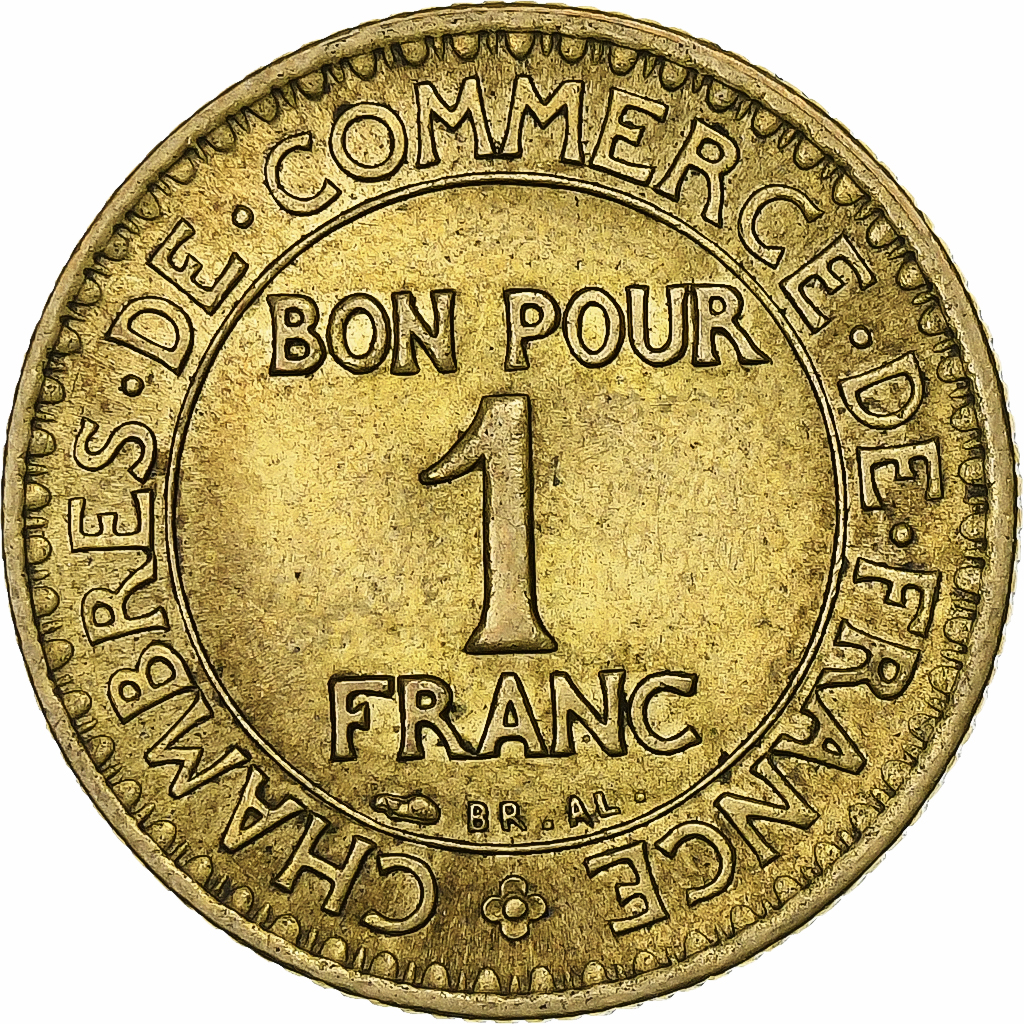 France, Franc, Chambre de commerce, 1923, Paris, Cupro-Aluminium, 