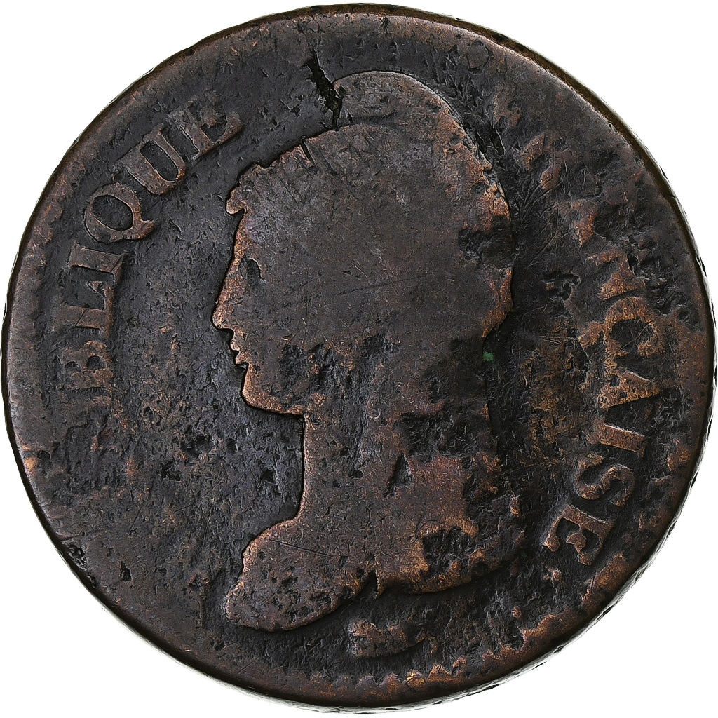 France, Decime, Dupré, AN 8, Metz, Copper, , Gadoury:187a