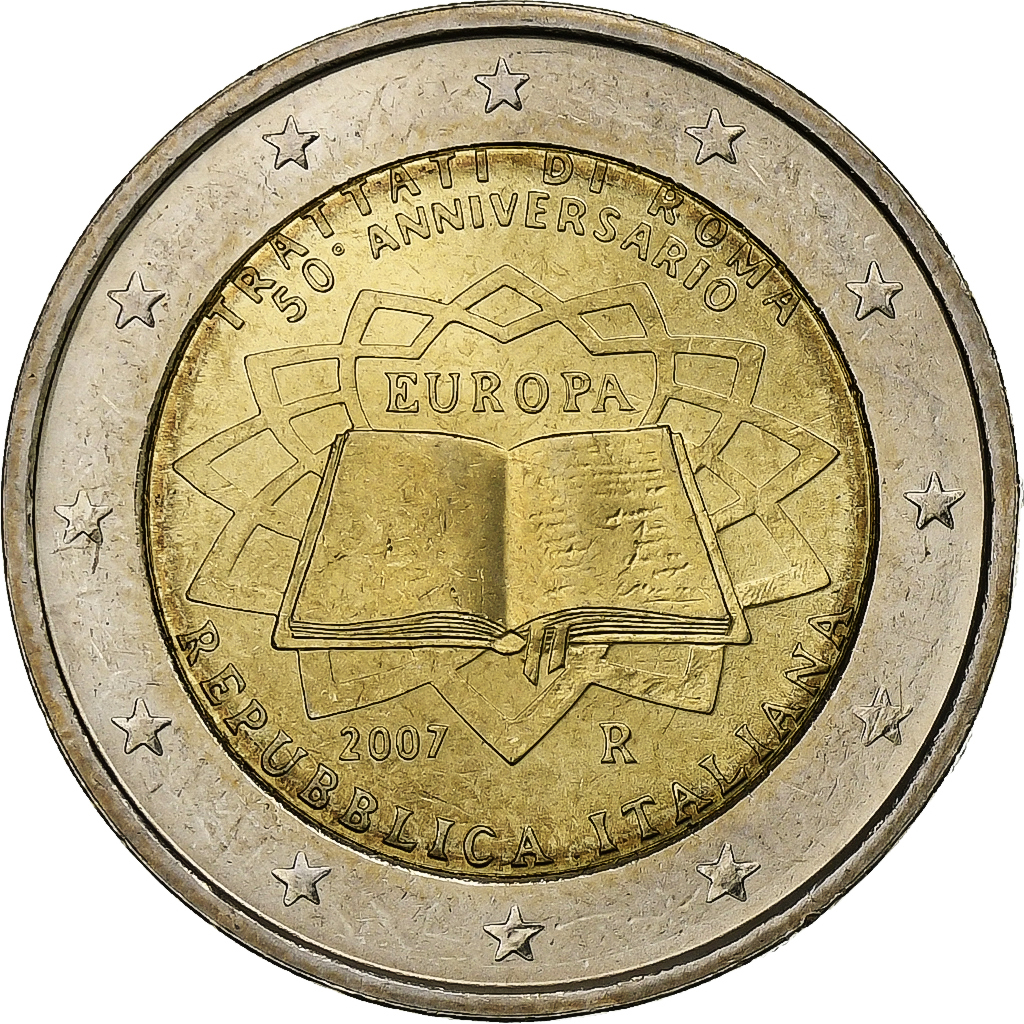 Italien, 2 Euro, Traité de Rome, 2007, Rome, Bimetallic, UNZ