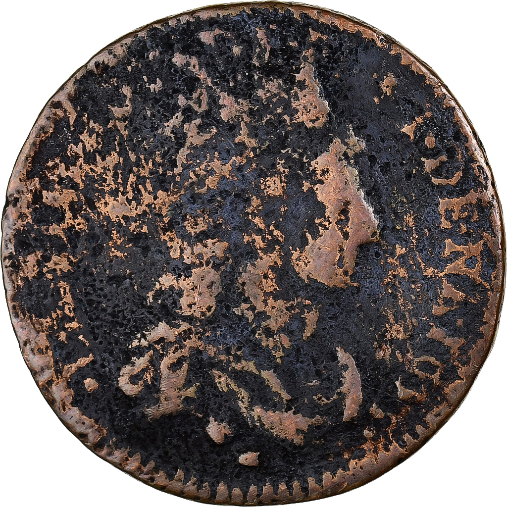 France, Louis XIV, Liard, 1655, Bordeaux, Copper, F