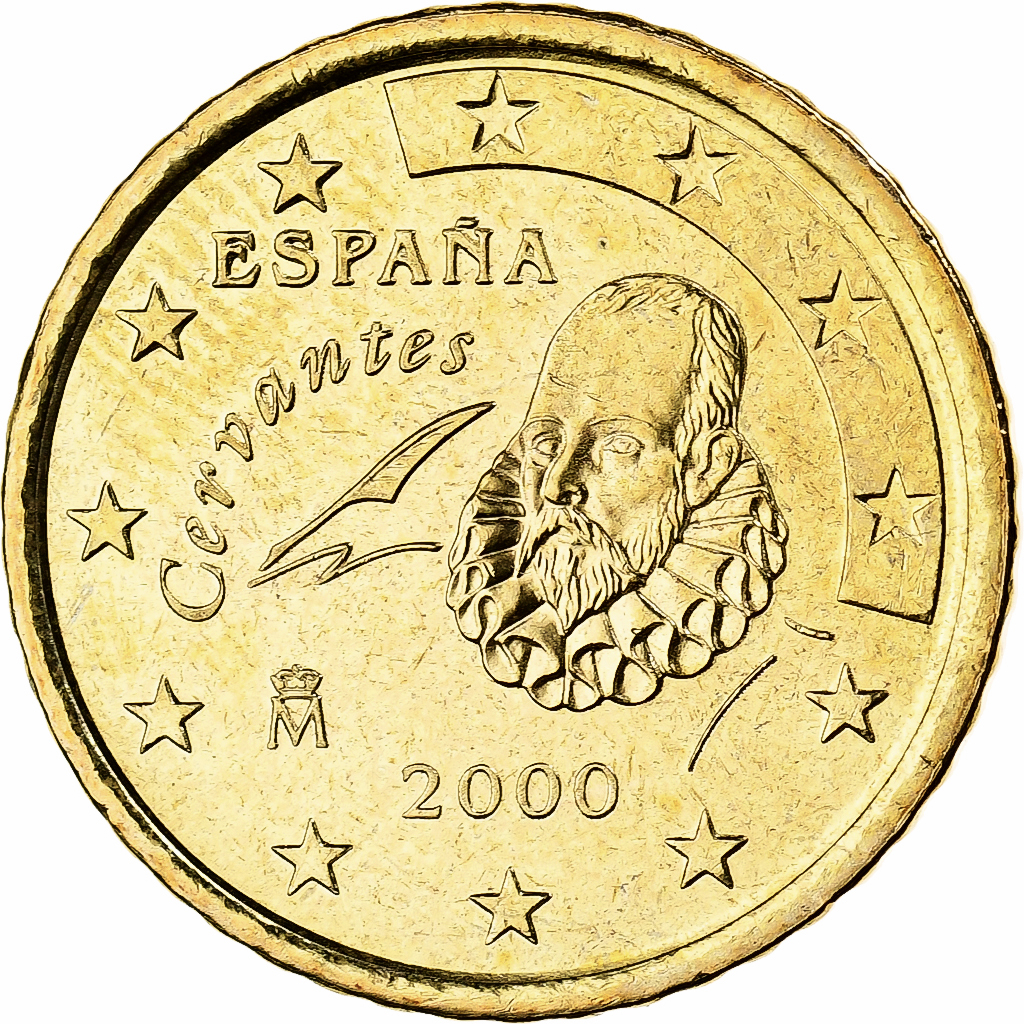 Spanien, 50 Centimes, Miguel de Cervantes, 2000, Madrid, Nordic gold, UNZ