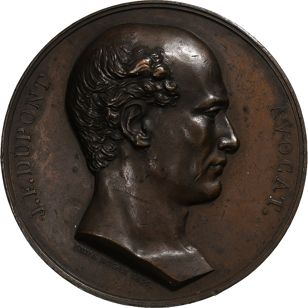 France, Medal, J. F. Dupont, Avocat, 1837, Bronze, Rogat, 