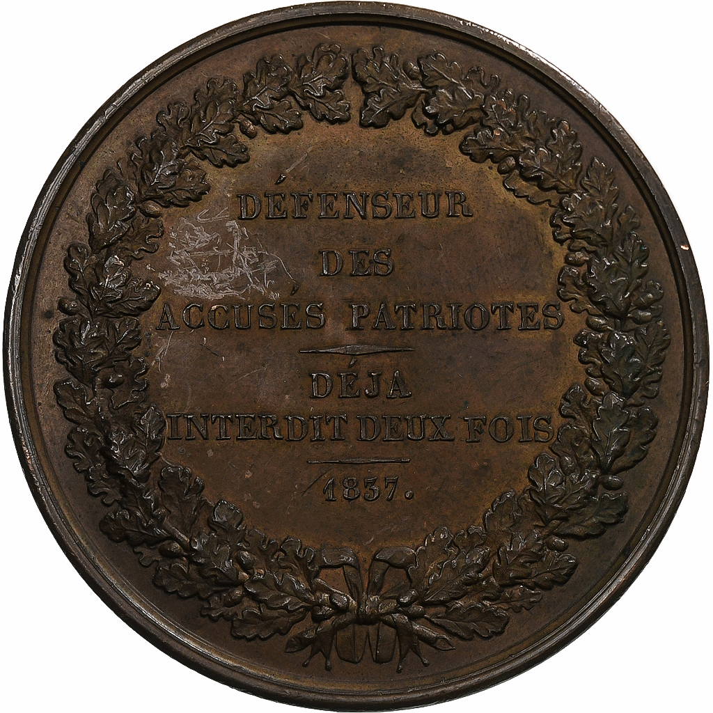 France, Medal, J. F. Dupont, Avocat, 1837, Bronze, Rogat, 