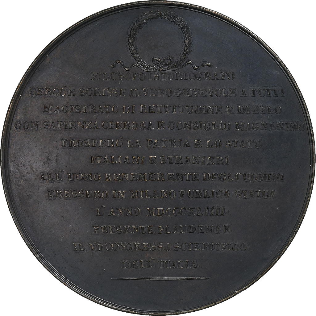 Duchy of Milan, Medal, Count Pietro Verri, 1844, Bronze, Putinati, 