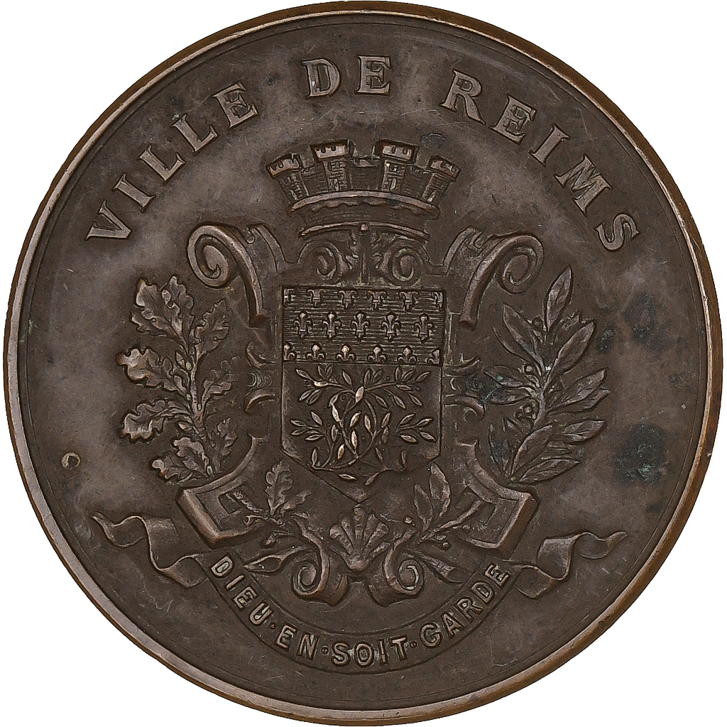 France, Medal, Ecole Régionale des Arts Industriels de Reims, 1898, Bronze
