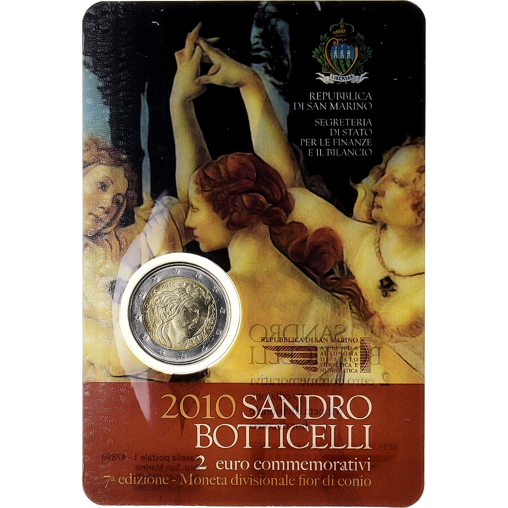 San Marino, 2 Euro, Sandro Botticelli, 2010, Rome, Bimetallic, STGL