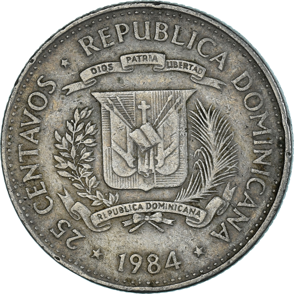 Coin, Dominican Republic, 25 Centavos, 1984 | North