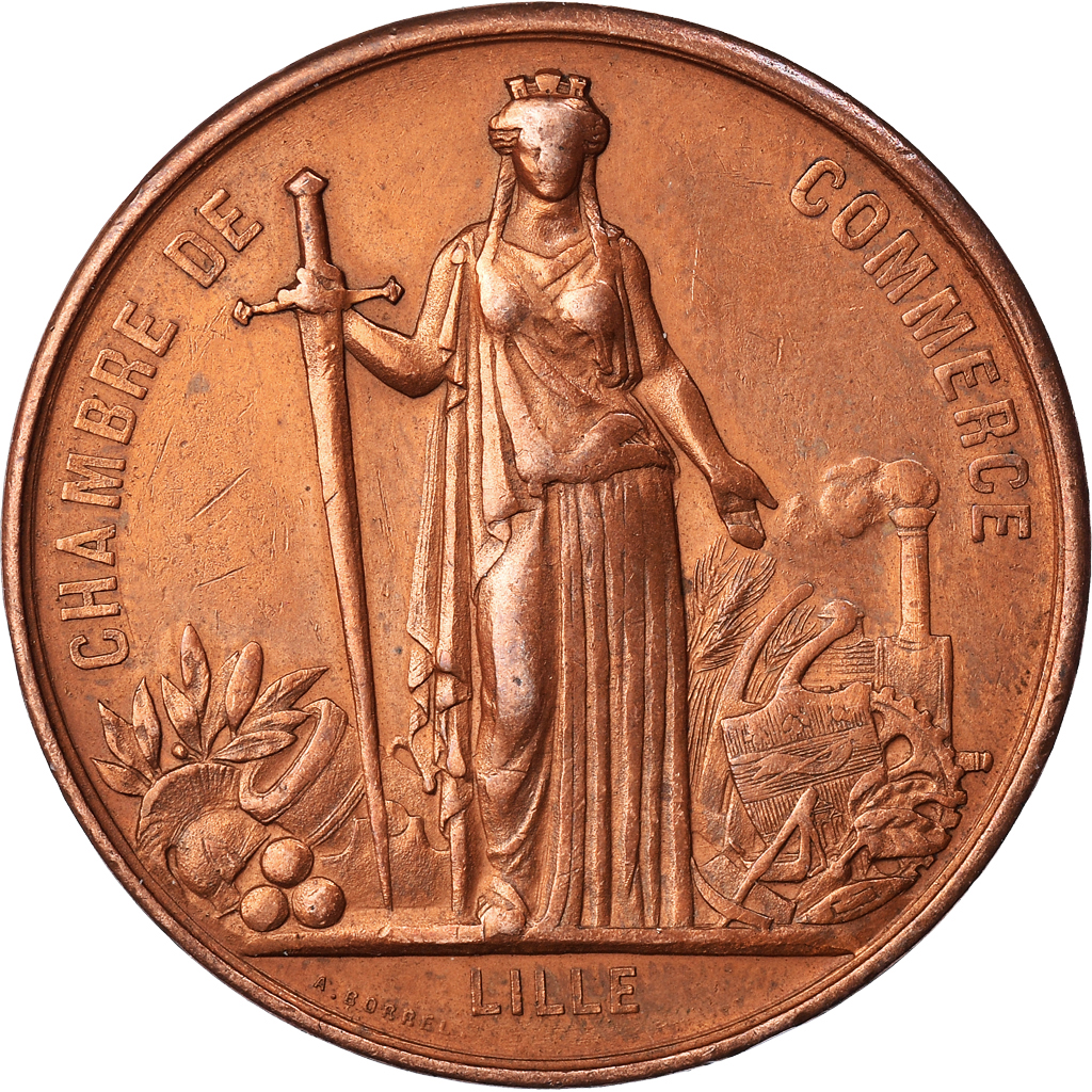 France, Medal, Napoléon III, Visite, Chambre de Commerce de Lille, 1867