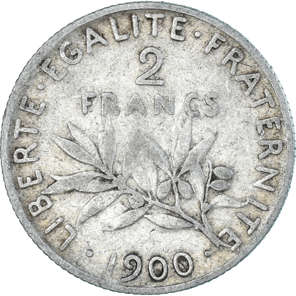 Munten, Frankrijk, Semeuse, 2 Francs, 1900, Paris, FR, Zilver, KM:845.1