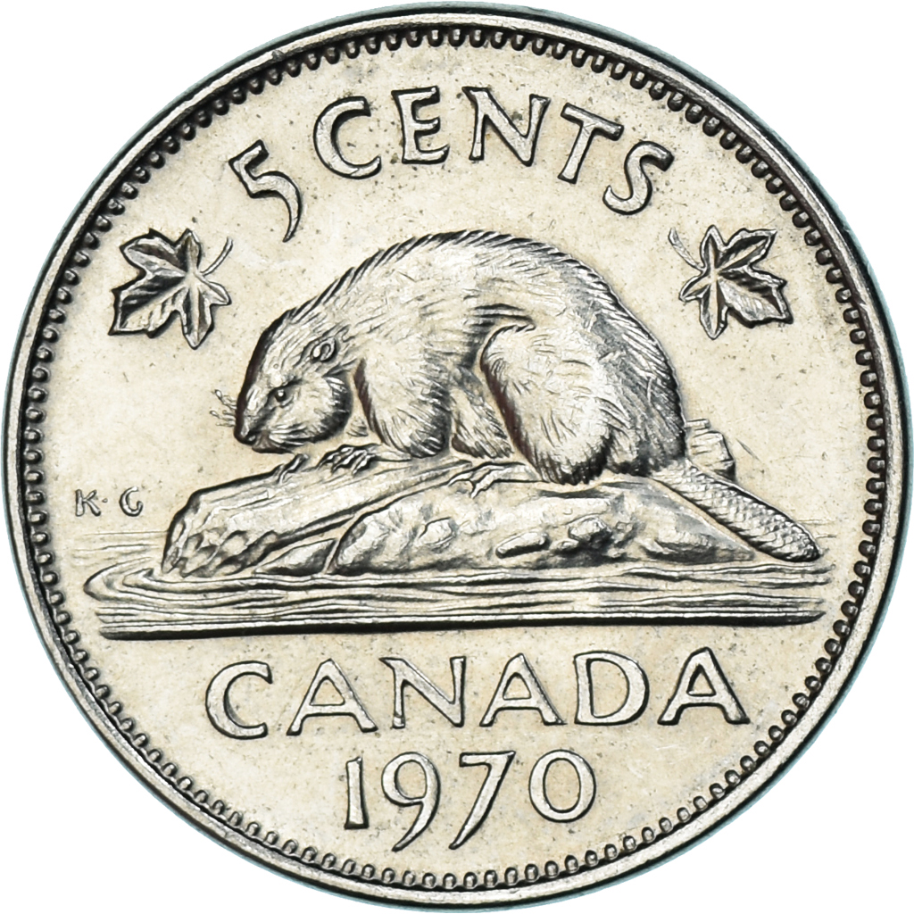 Coin, Canada, 5 Cents, 1970