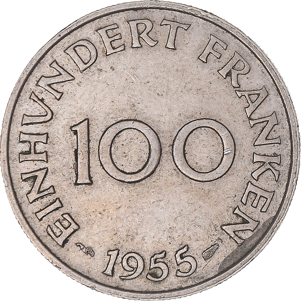 Coin, SAARLAND, 100 Franken, 1955, Paris, , Copper-nickel, KM:4