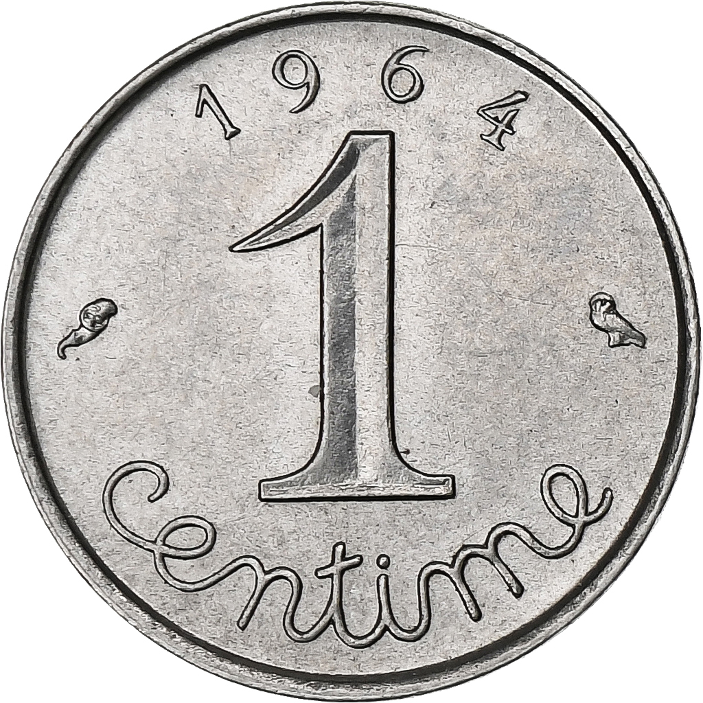 France, Épi, Centime, 1964, Paris, with break, , Stainless Steel
