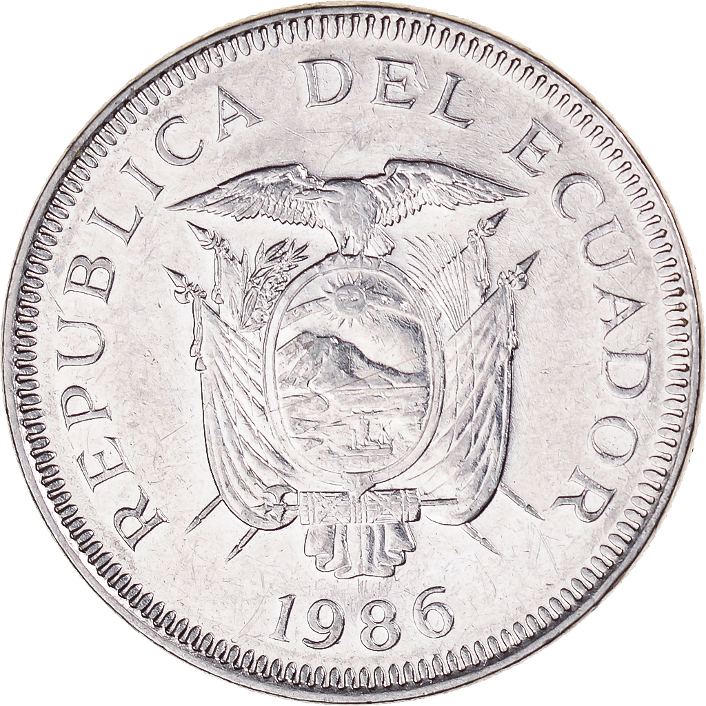 Coin, Ecuador, Sucre, Un, 1986