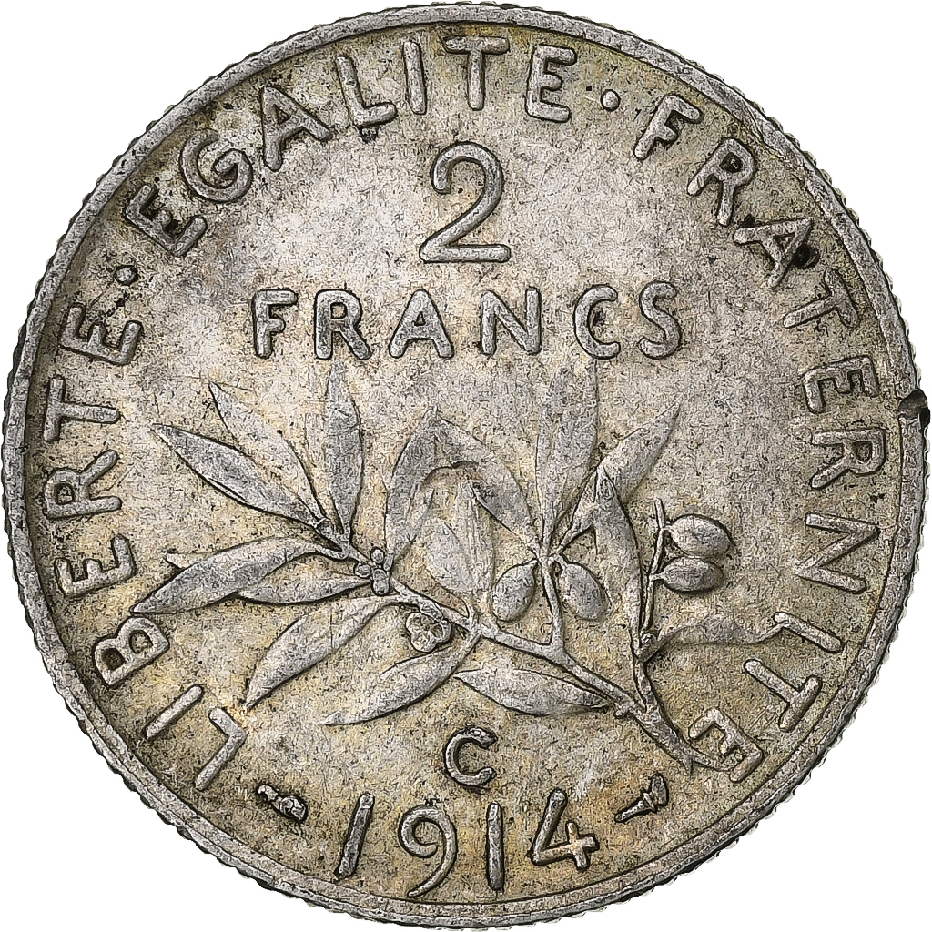 France, 2 Francs, Semeuse, 1914, Castelsarrasin, Silver, , Gadoury:532