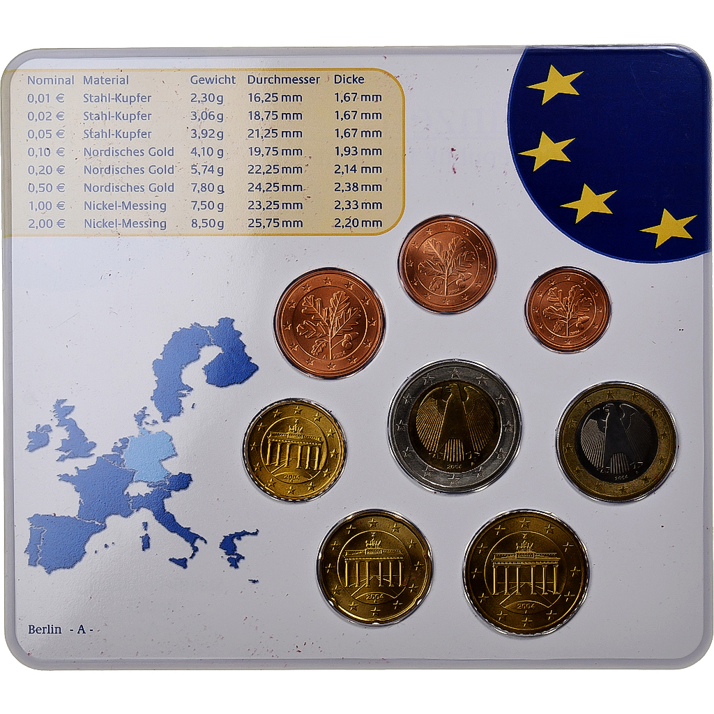 Deutschland, Set 1 ct. - 2 Euro, 2004, Berlin, STGL
