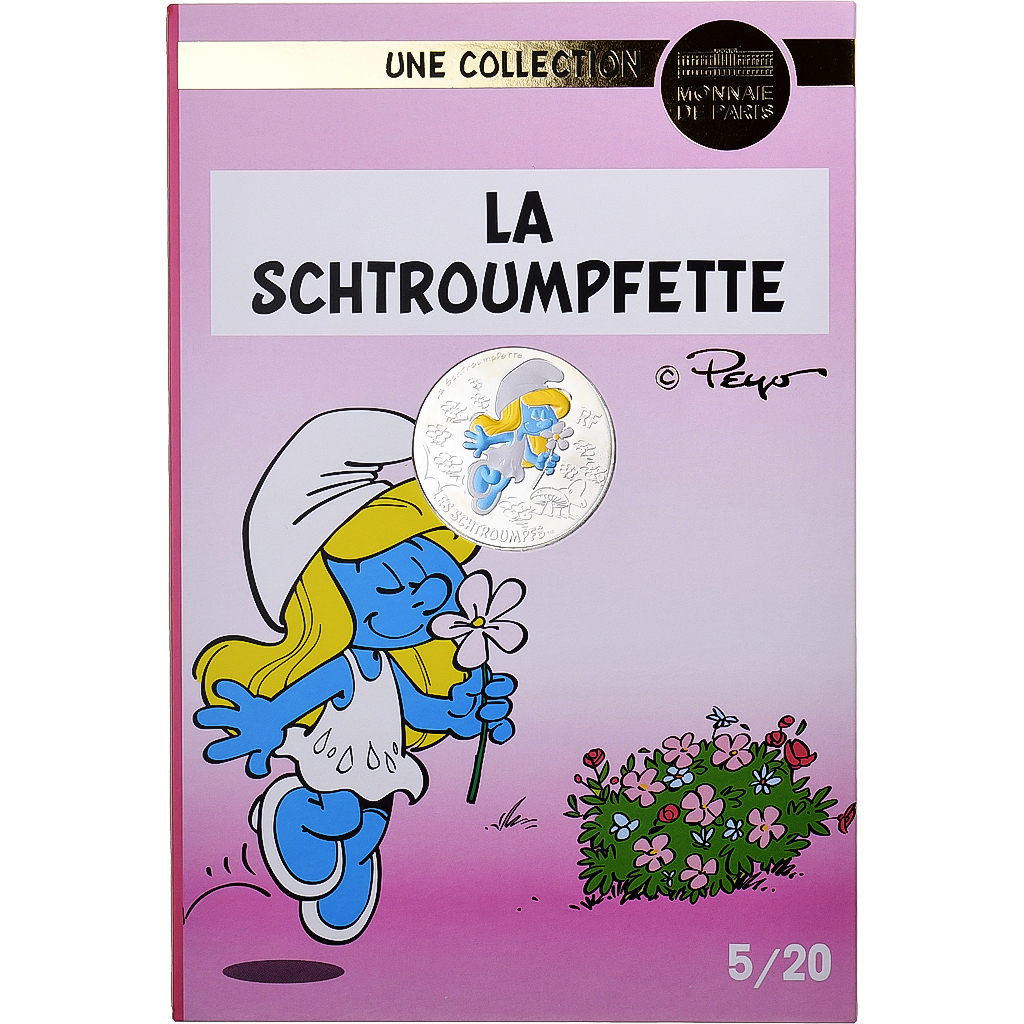 France, 10 Euro, La Schtroumpfette (5/20), Colorized, 2020, MDP, Silver, 