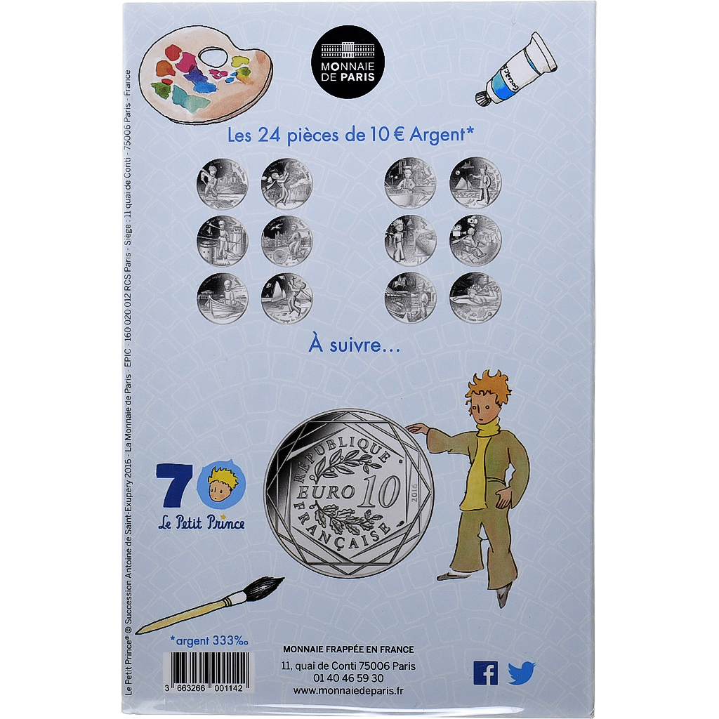 France, 10 Euro, Le Petit Prince (et les peintres), 2016, MDP, Silver, MS