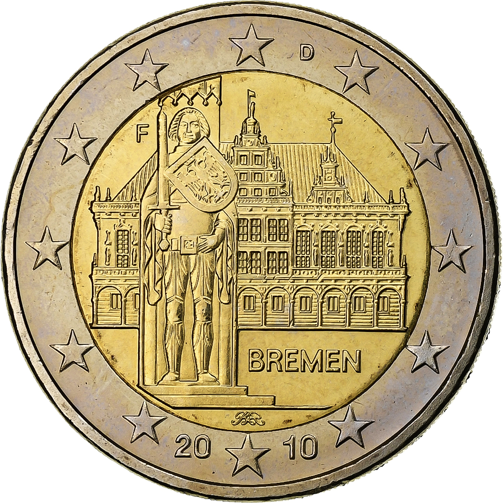 Deutschland, 2 Euro, Bremen, 2010, Stuttgart, Bi-Metallic, UNZ
