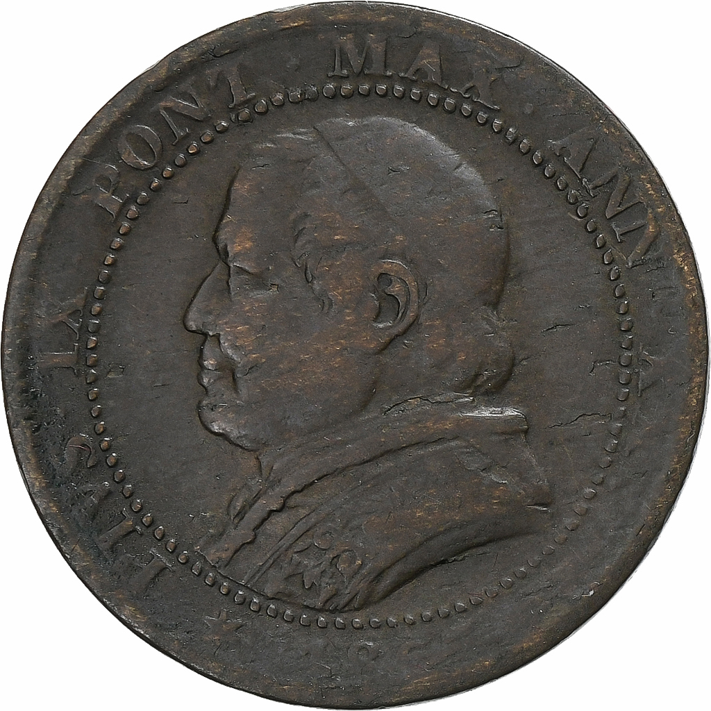 Papal States, Pius IX, 1 Soldo, 1865, Rome, Copper, 