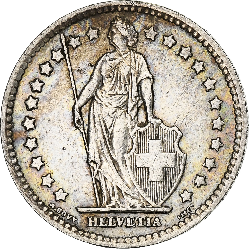 Switzerland, Franc, Helvetia, 1943, Bern, Silver, 